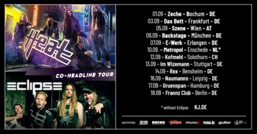 Poster von der Veranstaltung H.E.A.T & Eclipse @ Kofmehl, Solothurn