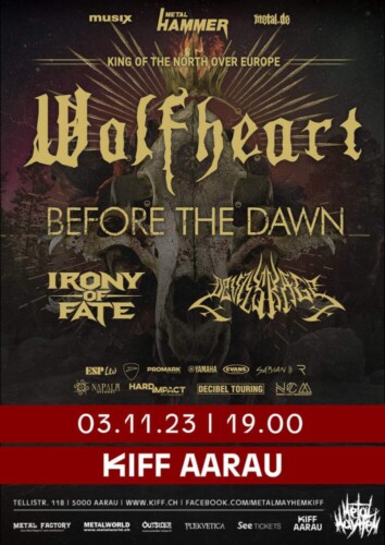 Poster von der Veranstaltung Wolfheart, Before the Dawn, Irony of Fate und Devils Rage @ KIFF, Aarau