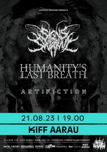 Poster von der Veranstaltung Signes of the Swarm, Humanity's Last Breath & Artifiction @ KIFF, Aarau