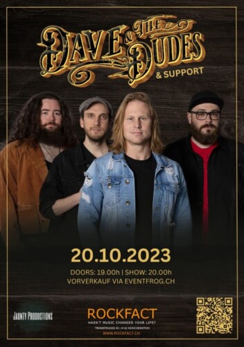 Poster von der Veranstaltung DAVE & THE DUDES | Support: Ben Meech @ Rockfact Music Club, Münchenstein