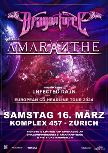 Poster von der Veranstaltung DRAGONFORCE & AMARANTHE & Infected Rain @ Komplex 457, Zürich