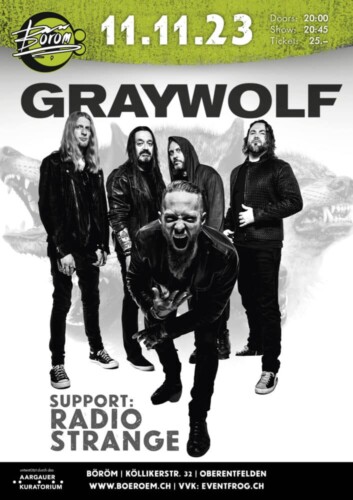 Poster von der Veranstaltung Graywolf (CH) | Support: Radio Strange (CH) @ Böröm pöm pöm, Oberentfelden