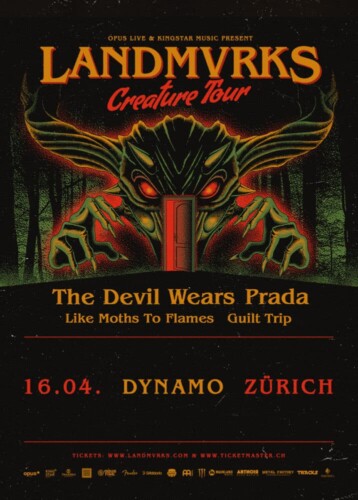 Poster von der Veranstaltung Landmvrks, The Devil Wears Prada & Like Moths To Flames @ Dynamo, Zürich