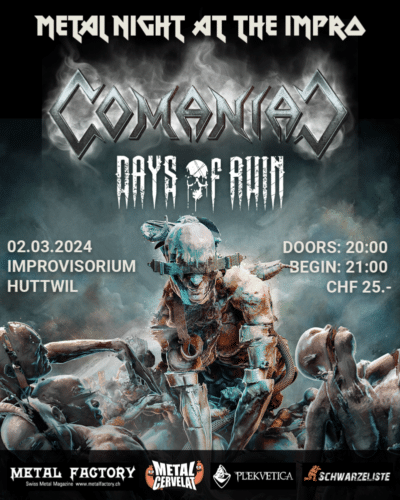 Poster von der Veranstaltung Comaniac & Days of Ruin | Metal Night at the Impro @ Improvisorium, Huttwil