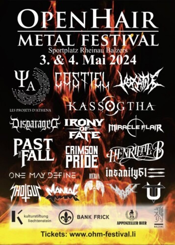 Poster von der Veranstaltung OpenHair Metal-Festival 2024 @ Sportplatz Balzers, Liechtenstein