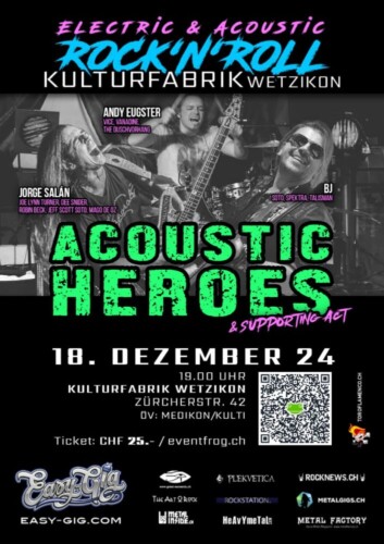 Poster von der Veranstaltung ACOUSTIC HEROES (ESP/BRA/SUI) & Supporting Act @ Kulturfabfrik