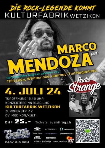 Poster von der Veranstaltung Marco Mendoza (USA) & Radio Strange (CH) @ Kulturfabfrik