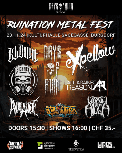 Poster von der Veranstaltung Ruination Metal Fest Vol. 2 @ Kulturhalle Sägegasse, Burgdorf