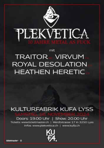 Poster of the event 10 Jahre METAL AS FUCK! - Das Plekvetica Jubiläums Event at Kulturfabrik KUFA, Lyss