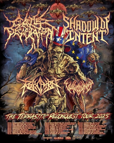 Poster of the event Cattle Decapitation, Shadow of Intent, Revocation & Vulvodynia at Komplex 457, Zürich