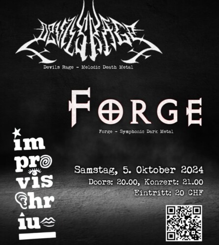 Poster von der Veranstaltung Devils Rage & Forge @ Improvisorium, Huttwil