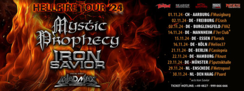 Poster von der Veranstaltung Mystic Prophecy (D) – Hellfire Tour 2024 @ Musigburg, Aarburg