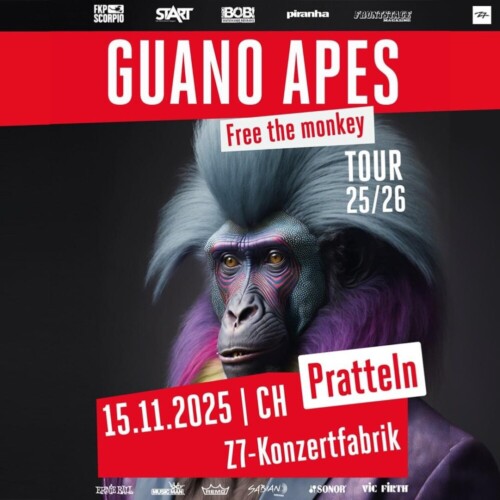 Poster von der Veranstaltung Guano Apes - Free the Monkey Tour 2025/26 @ Konzertfabrik Z7, Pratteln