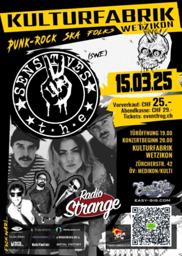 Poster von der Veranstaltung The Sensitives (SWE) & Radio Strange (CH) @ Kulturfabrik Wetzikon