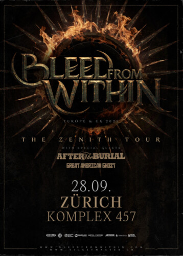 Poster von der Veranstaltung Bleed From Within, Great American Ghost & After the Burial @ Komplex 457, Zürich