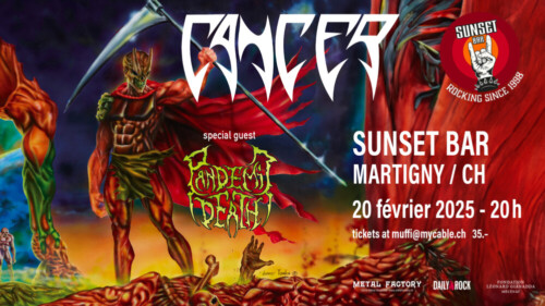 Poster von der Veranstaltung Cancer & Pandemic Death @ Sunset Bar, Martigny