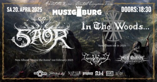 Poster von der Veranstaltung Amidst The Ruins Tour 2025: Saor (SCO); In The Woods (NOR); Imperium Dekadenz (D); Cân Bardd (SUI) @ Musigburg, Aarburg