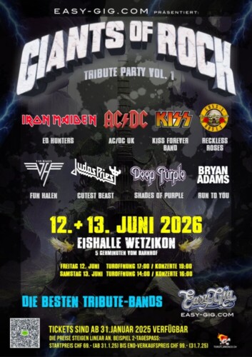 Poster von der Veranstaltung GIANTS OF ROCK Tribute Party Vol. 1 @ Eishalle Wetzikon