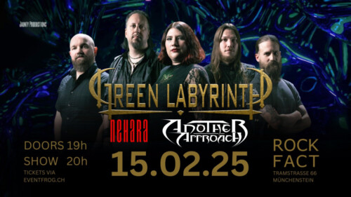 Poster von der Veranstaltung Green Labyrinth, Another Approach & Neara @ Rockfact Music Club, Münchenstein