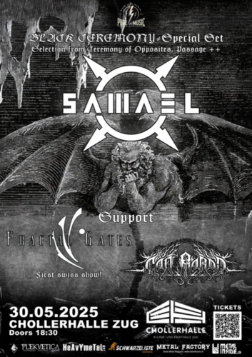 Poster von der Veranstaltung Cân Bardd, Samael & Fractal Gates @ Chollerhalle, Zug