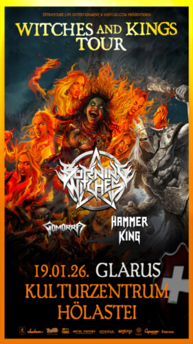 Poster of the event BURNING WITCHES, Hammer King & Gomorra at Kulturzentrum Holästei