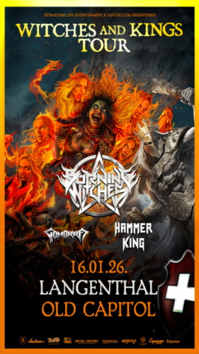 Poster of the event BURNING WITCHES, Hammer King & Gomorra at OldCapitol, Langenthal