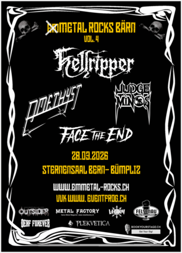 Poster von der Veranstaltung Hellripper, Face the End & Judge Minos @ ESBB – Eventlokal Sternensaal Bern-Bümpliz
