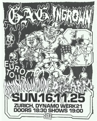 Poster von der Veranstaltung GAG, Ingrown, Deconvolution & Disarm @ Werk21, Zürich