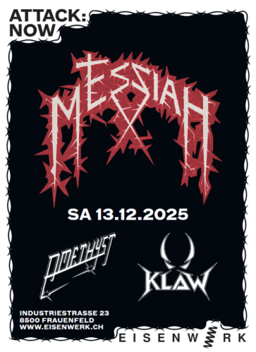 Poster von der Veranstaltung Amethyst, Messiah & Klaw @ Kultur im Eisenwerk, Frauenfeld