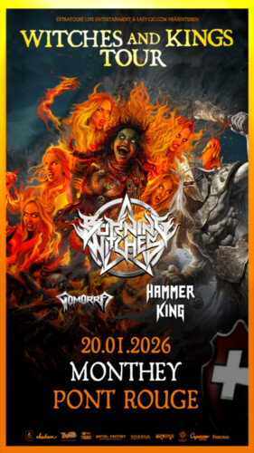 Poster von der Veranstaltung BURNING WITCHES - Hammer King - Gomorra @ Pont Rouge