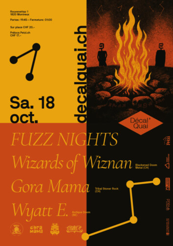 Poster von der Veranstaltung Wizards of Wiznan, Gora Mama & Wyatt E. @ Décal’Quai