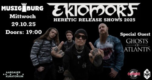Poster von der Veranstaltung Ektomorf & Ghost of Atlantis @ Musigburg, Aarburg