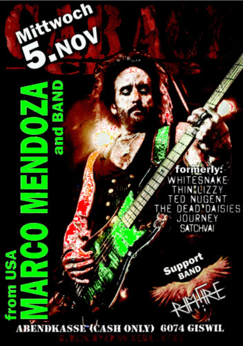 Poster of the event Marco Mendoza at Garage Club