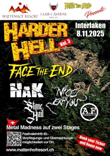 Poster of the event Face the End, HAK & Nice To Eat You at HARDER HELL