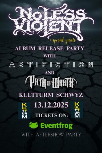 Poster von der Veranstaltung No Less Violent - Album Release Party mit Artifiction & Path of Wrath @ Kult-Turm