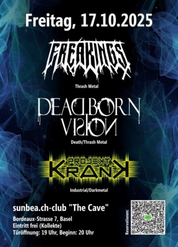 Poster of the event Freakings, Dead Born Vision & Projekt Krank at The Cave