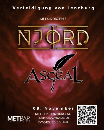 Poster of the event Njørd & Ascéal - Verteidigung von Lenzburg at Met-Bar, Lenzburg