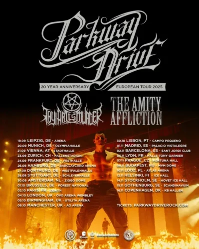 Poster von der Veranstaltung Parkway Drive, Thy Art Is Murder & The Amity Affliction @ Jäähalli (Nordis), Helsinki