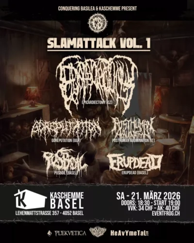 Poster von der Veranstaltung Slamattack Vol. 1 @ Kaschemme Basel