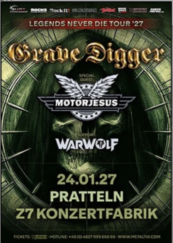 Poster von der Veranstaltung Grave Digger - Legends never die Tour ‚27 @ Konzertfabrik Z7, Pratteln