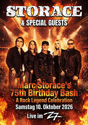 Poster von der Veranstaltung Marc Storace’s 75th Birthday Bash @ Konzertfabrik Z7, Pratteln