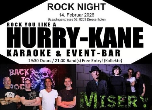 Poster von der Veranstaltung Doppelkonzert BackToRock und Misery @ Hurry-Kane Event Lokal