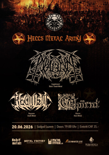 Poster von der Veranstaltung Hells Metal Army: Impalement, Requiem, Ghörnt @ Südpol