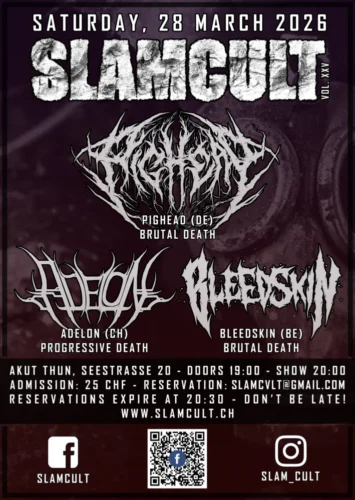 Poster von der Veranstaltung Slamcult XXV: Pighead, Adelon & Bleedskin @ AkuT