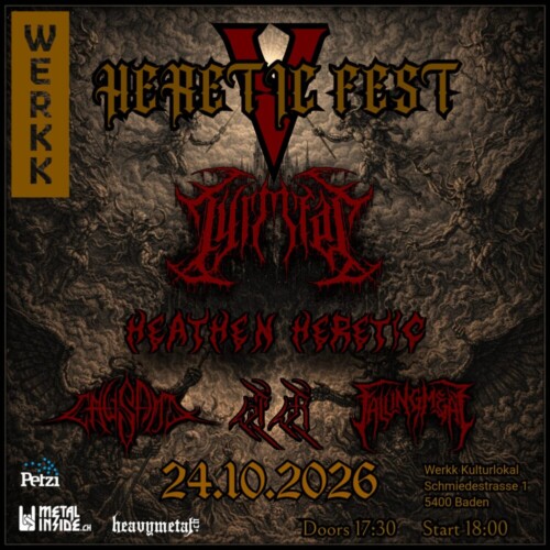 Poster von der Veranstaltung Heretic Fest V @ Werkk Kulturlokal, Baden