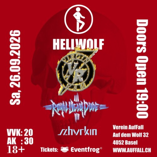 Poster von der Veranstaltung Hellwolf Basel presents: Virgin Ram, Royal Ugly Dude & Schurkin @ Verein Auffall