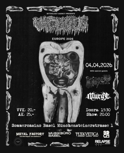 Poster von der Veranstaltung Vacuous, Bastard Mycosis & Murge @ Sommercasino, Basel