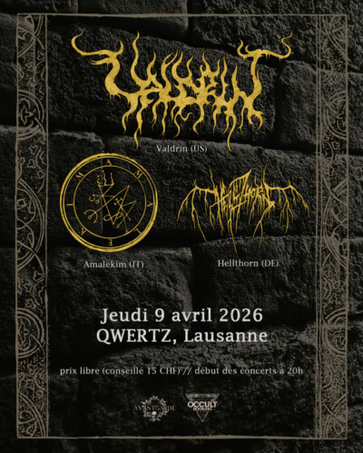 Poster von der Veranstaltung Valdrin (US) + Amalekim (IT) + Hellthorn (DE) @ QWERTZ