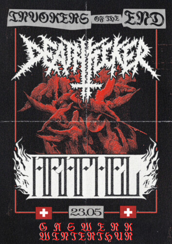 Poster von der Veranstaltung Invokers of the End / Araphel (It) + Deathfucker (It) @ Gaswerk, Winterthur