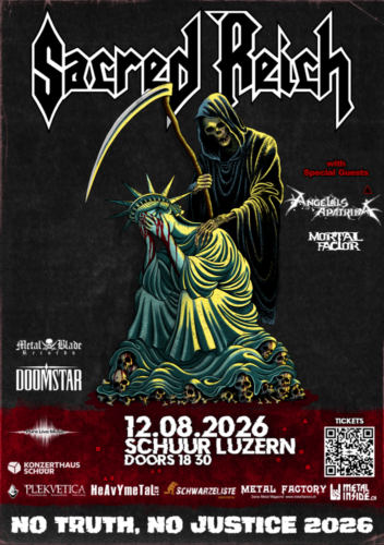 Poster von der Veranstaltung Sacred Reich & Angelus Apatrida @ Konzerthaus Schüür , Luzern